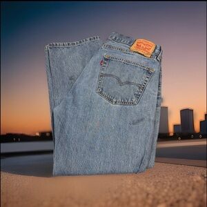 Levi's Levi Strauss 505 Zipper Fly Blue Denim Distressed Jeans Size 36x29
